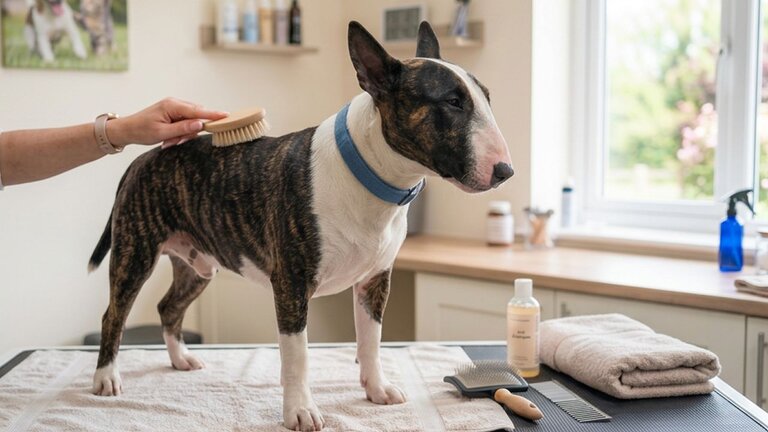 bull-terrier-being-groomed