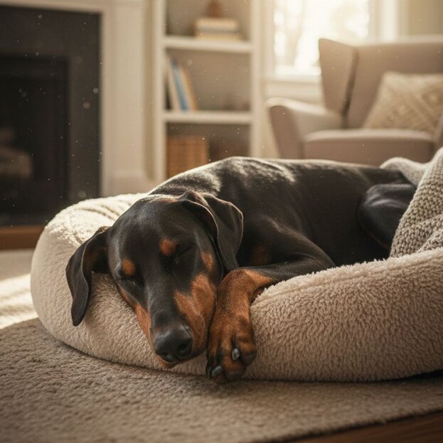dobermann sleeping