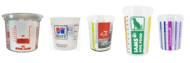 image of different dog food measuring cups