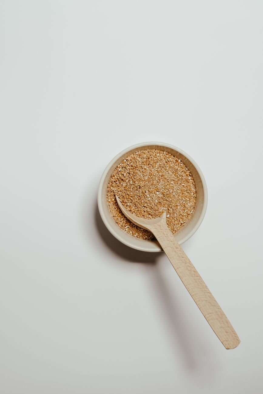 psyllium husk in a bowl with a spoon