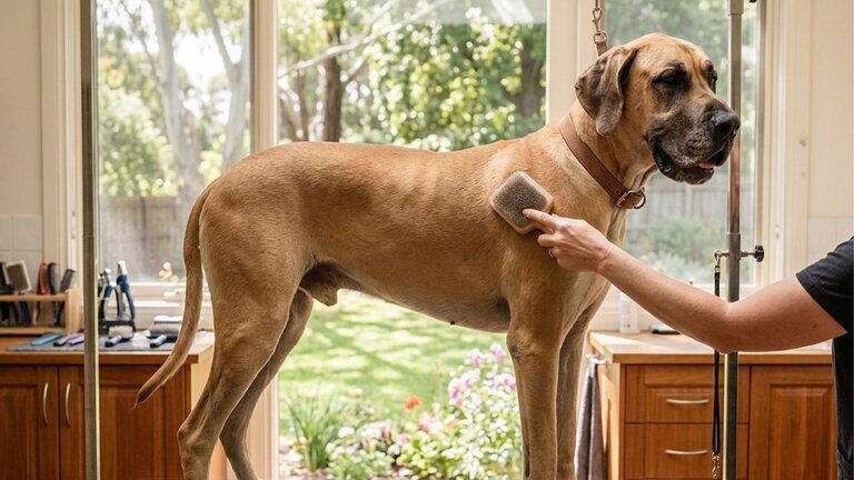 great-dane-being-groomed
