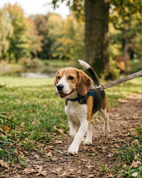 beagle-puppy-on-a-walk