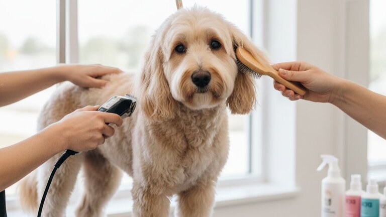 groodle being groomed