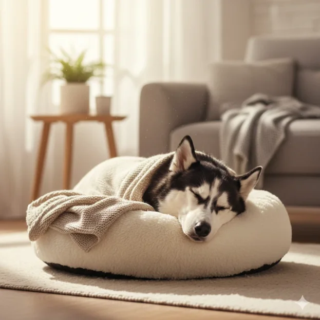 husky-sleeping-indoors