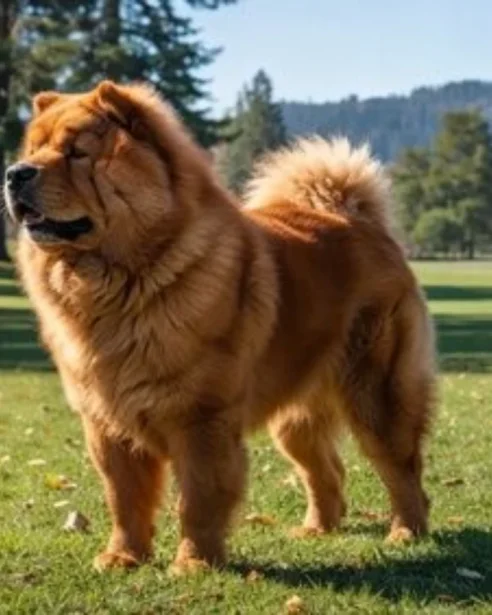 chow chow standing in field