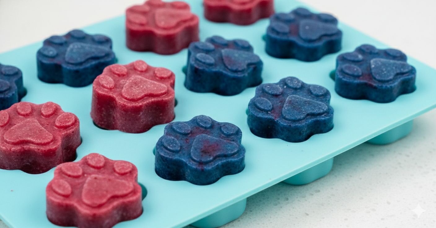 cat licking frozen broth from lick mat