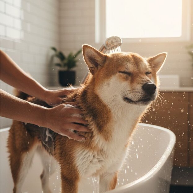 dog-getting-bathed