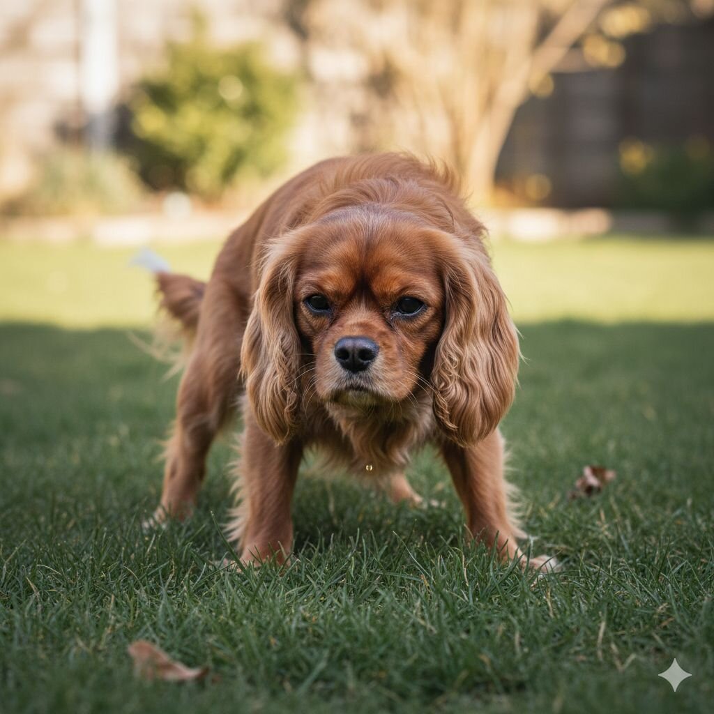 cavalier straining to urinate