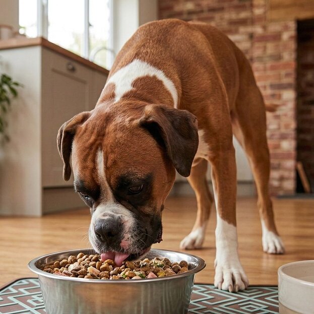 boxer-eating-in-a-bowl