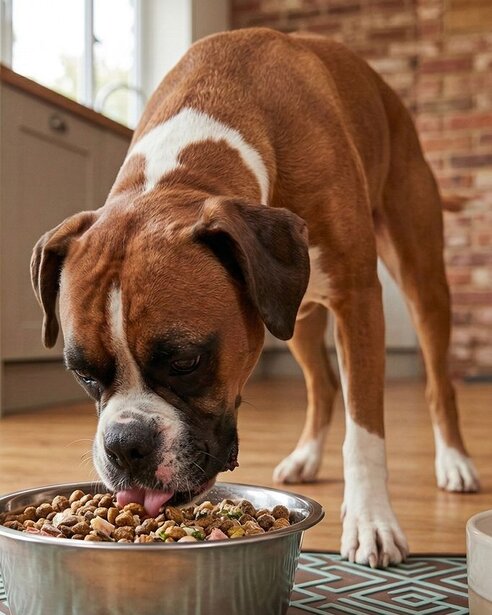 boxer-eating-in-a-bowl