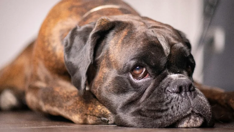 boxer lying on floor