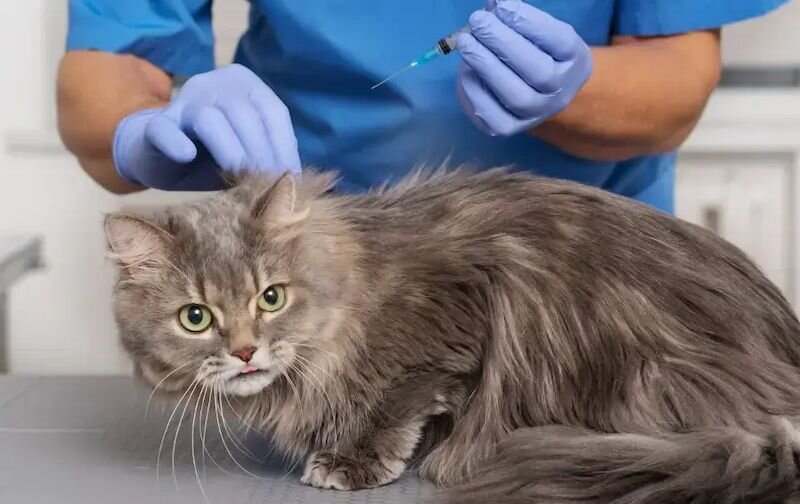 cat receiving vaccination