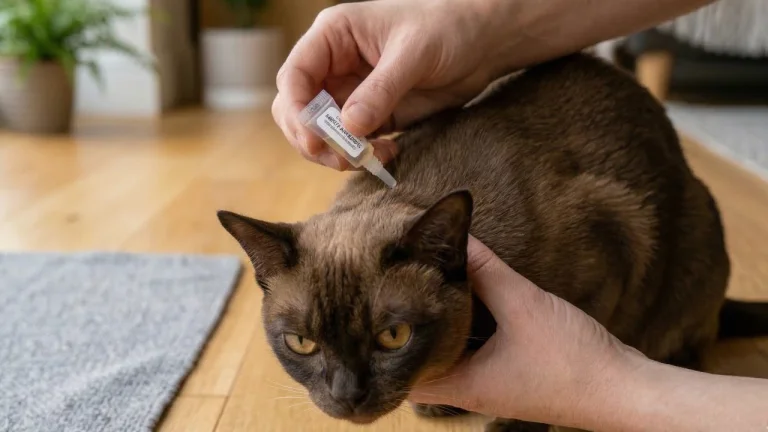 burmese cat having parasite preventative applied