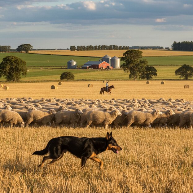 kelpie working with sheep