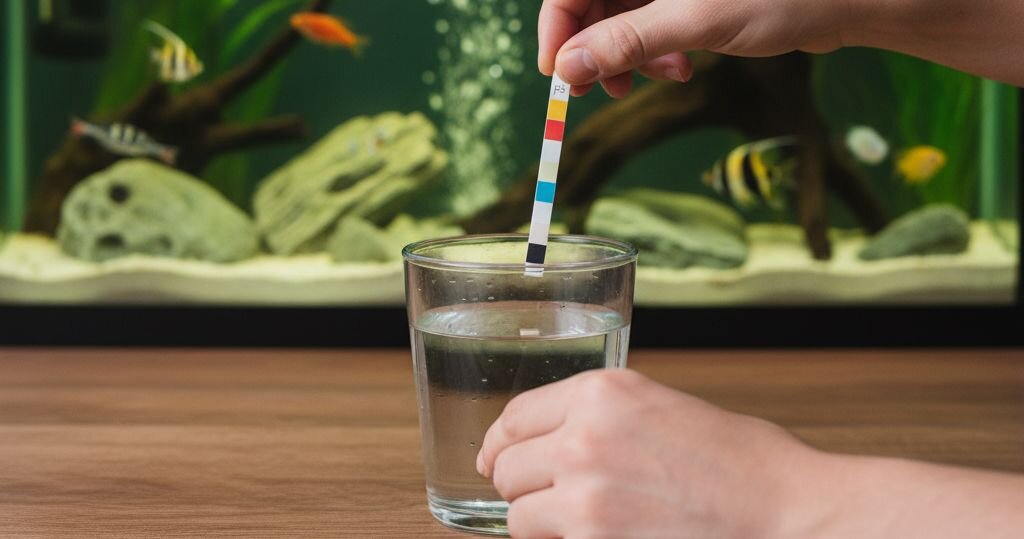 pH testing fish tank water