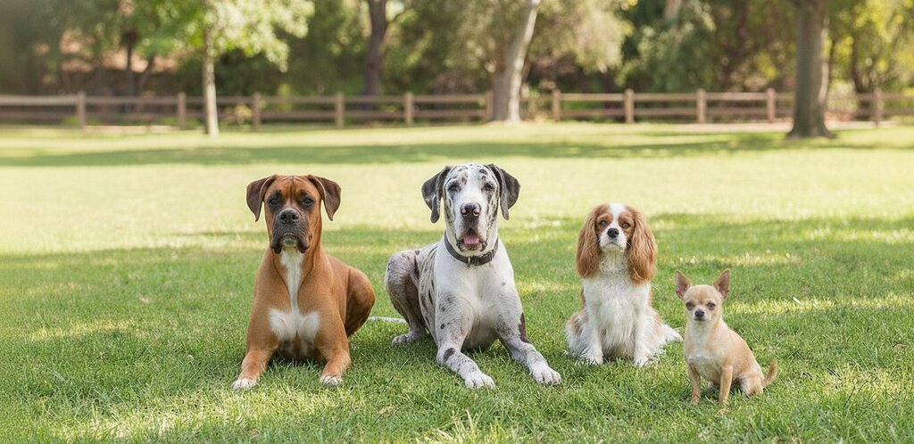 various breeds of dog