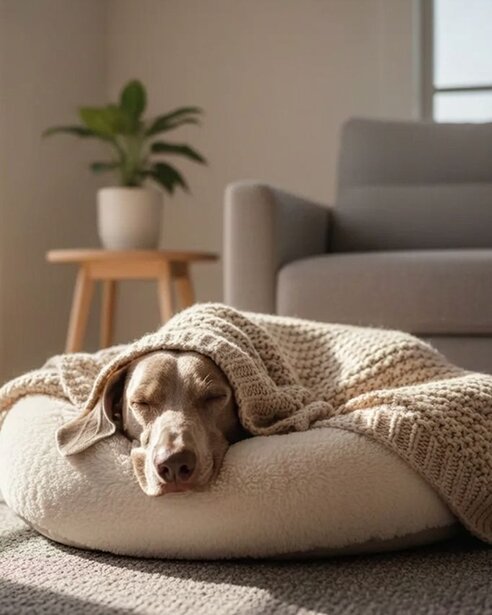 weimaraner-sleeping-indoors