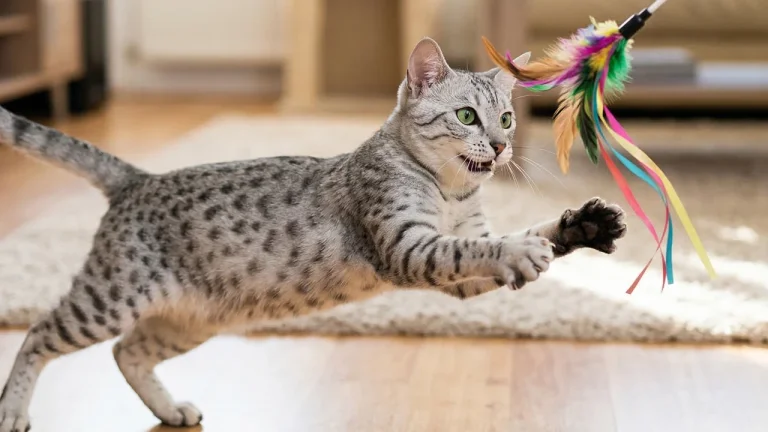 egyptian may playing with teaser toy