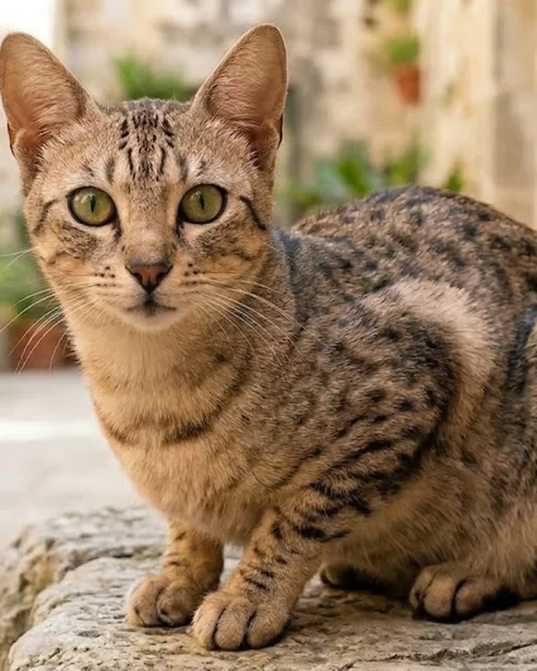 egyptian mau sitting outdoors