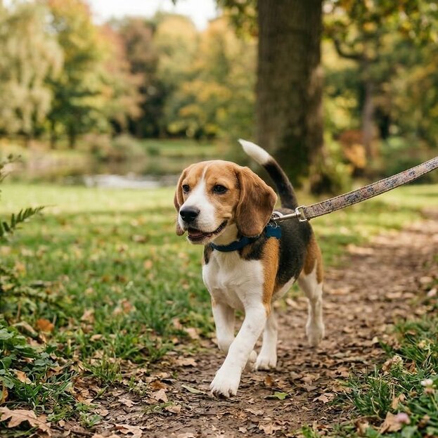 beagle-puppy-on-a-walk