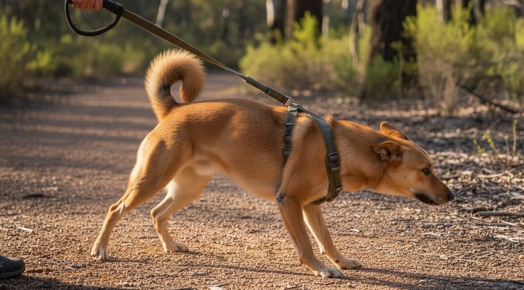 dog pulling on lead