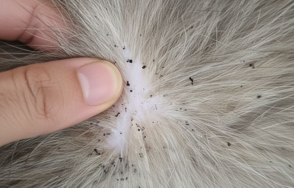 flea dirt in cat's coat