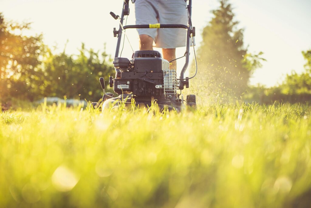 mowing lawn