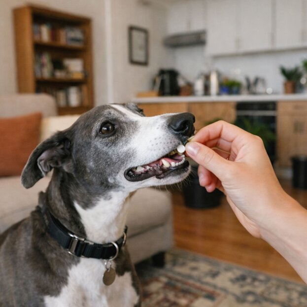 greyhound taking tablet