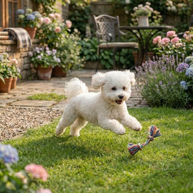 bichon-playing