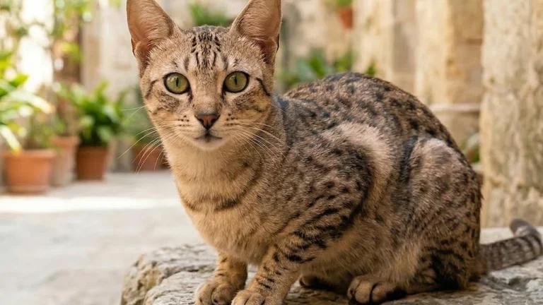 egyptian mau sitting outdoors