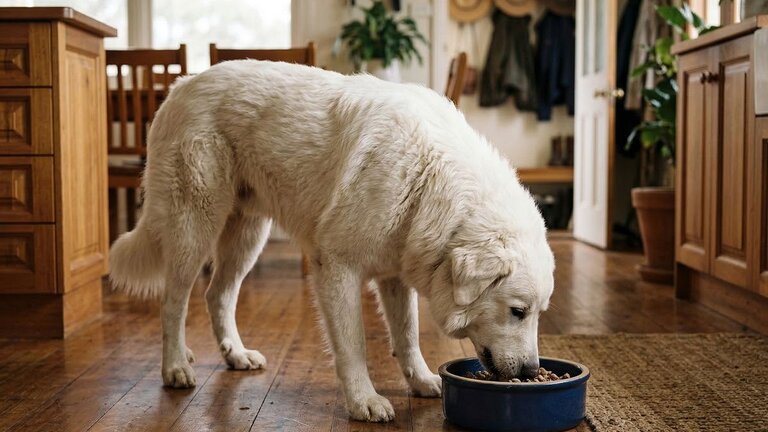 maremma-sheepdog-eating-from-a-bowl