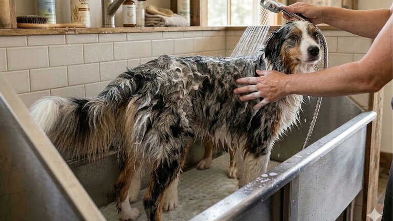 australian-shepherd-being-groomed