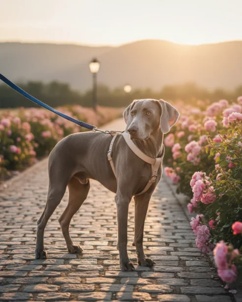 weimaraner-on-a-walk