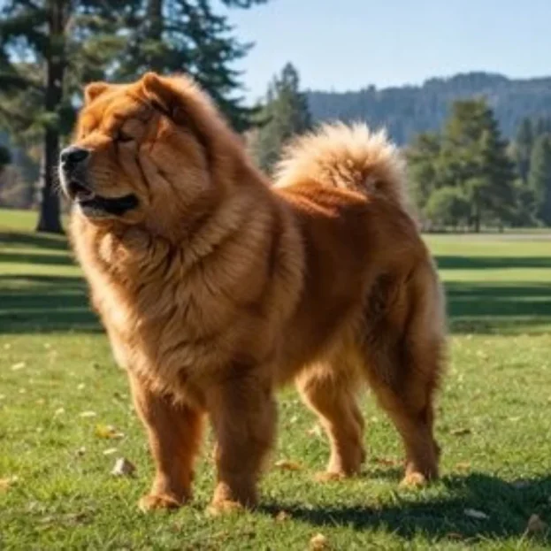 chow chow standing in field