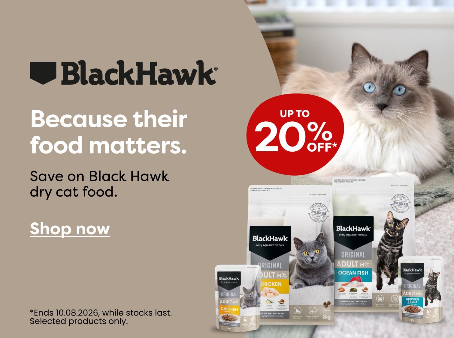 up to 20% off black hawk cat food