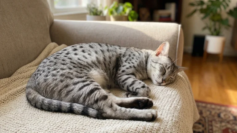egyptian mau sleeping on sofa