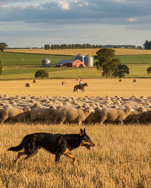 kelpie working with sheep