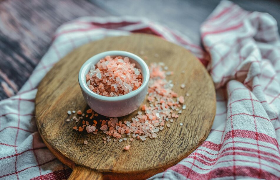 pink himalayan salt in a dish