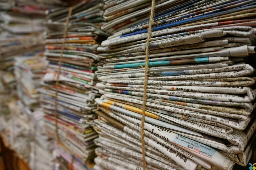 stacks of recycled newspaper