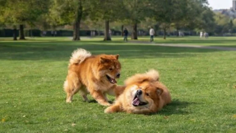 2 chow chows playing