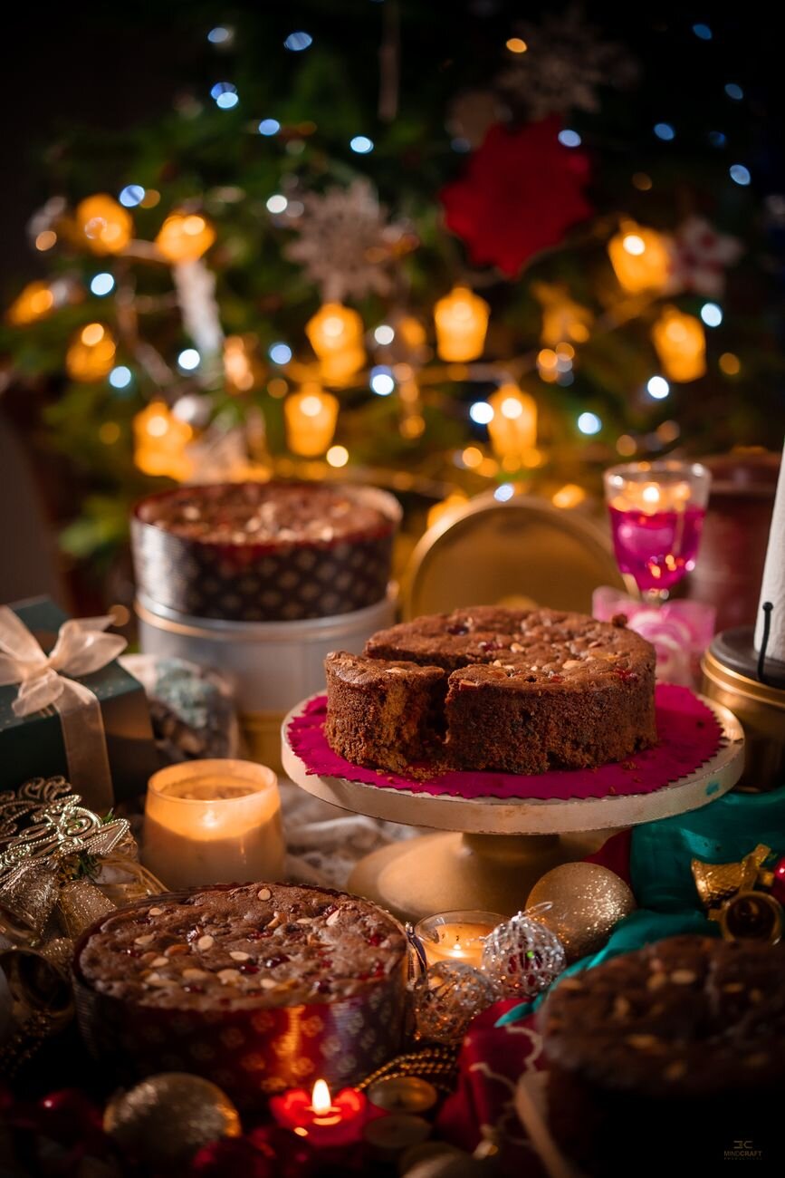 christmas cake on table