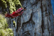 Andy Stumpf jumping “the crack” in Switzerland (the location of the BASE jump scene from the remake of Point Break).