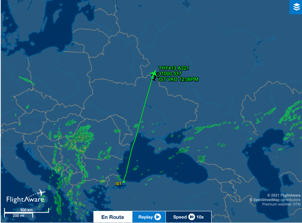 Ukraine flight paths