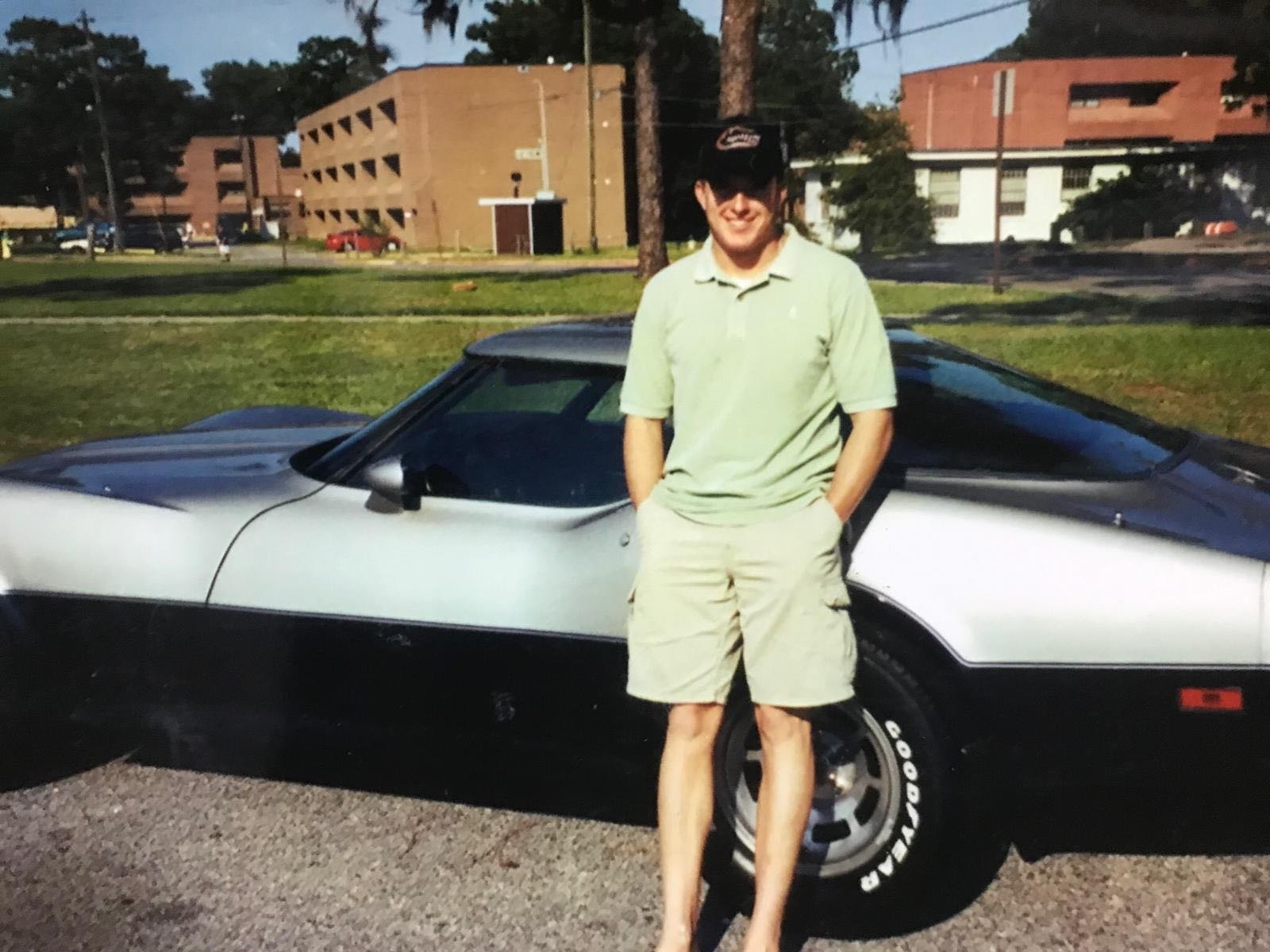 Sergeant Bradley Crose with the Corvette he was planning to rebuild. Photo courtesy of retired Master Sergeant Eric Stebner.