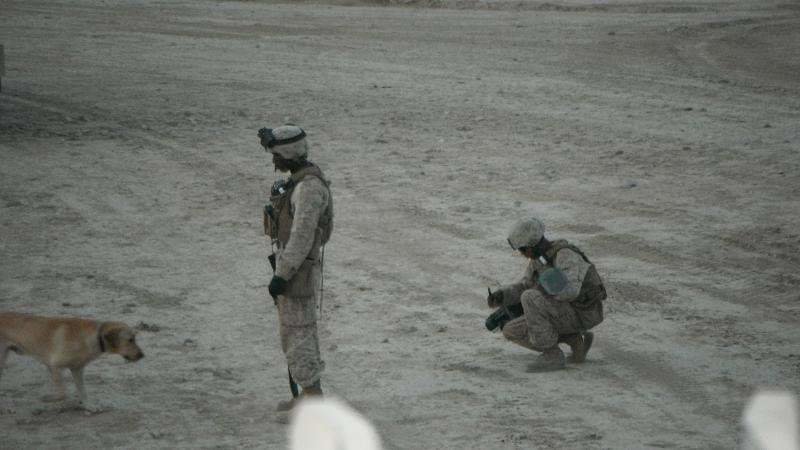Andre Forrest and Greg Miller as US Marines on deployment. Photo courtesy of Greg Miller.