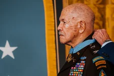 President Joe Biden presents retired Army Col. Paris D. Davis with the Medal of Honor during a ceremony at the White House, March 3, 2023. Photo by White House Twitter, courtesy of the Department of Defense.