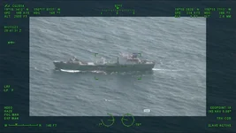 The US Coast Guard 14th District continues to monitor a ship believed to be a Russian intelligence-gathering vessel off the coast of the Hawaiian Islands. Screengrab from US Coast Guard video.