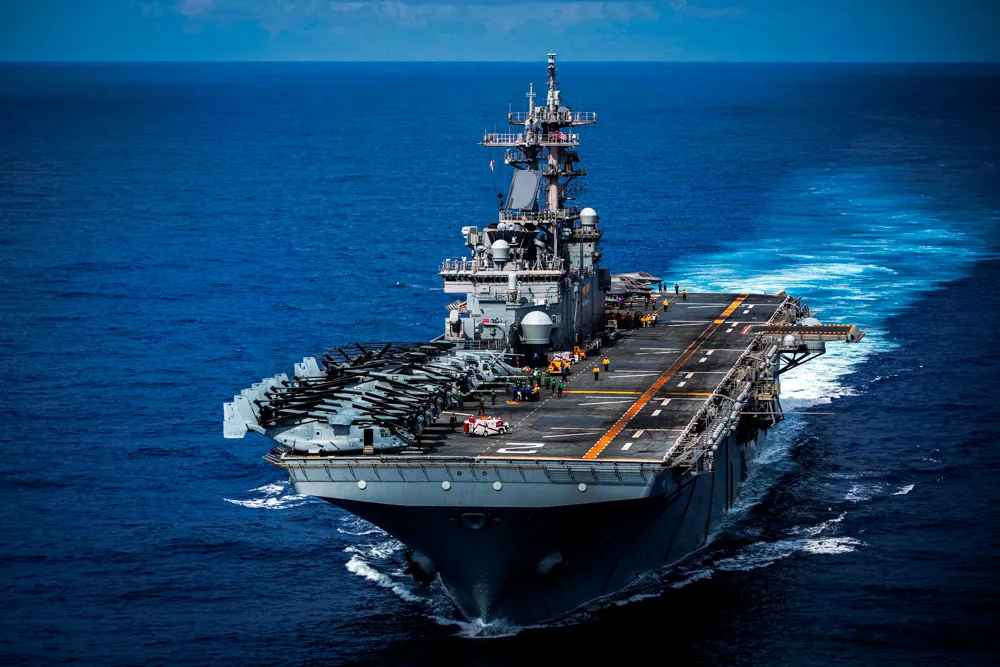 The Wasp-class amphibious assault ship USS Essex.