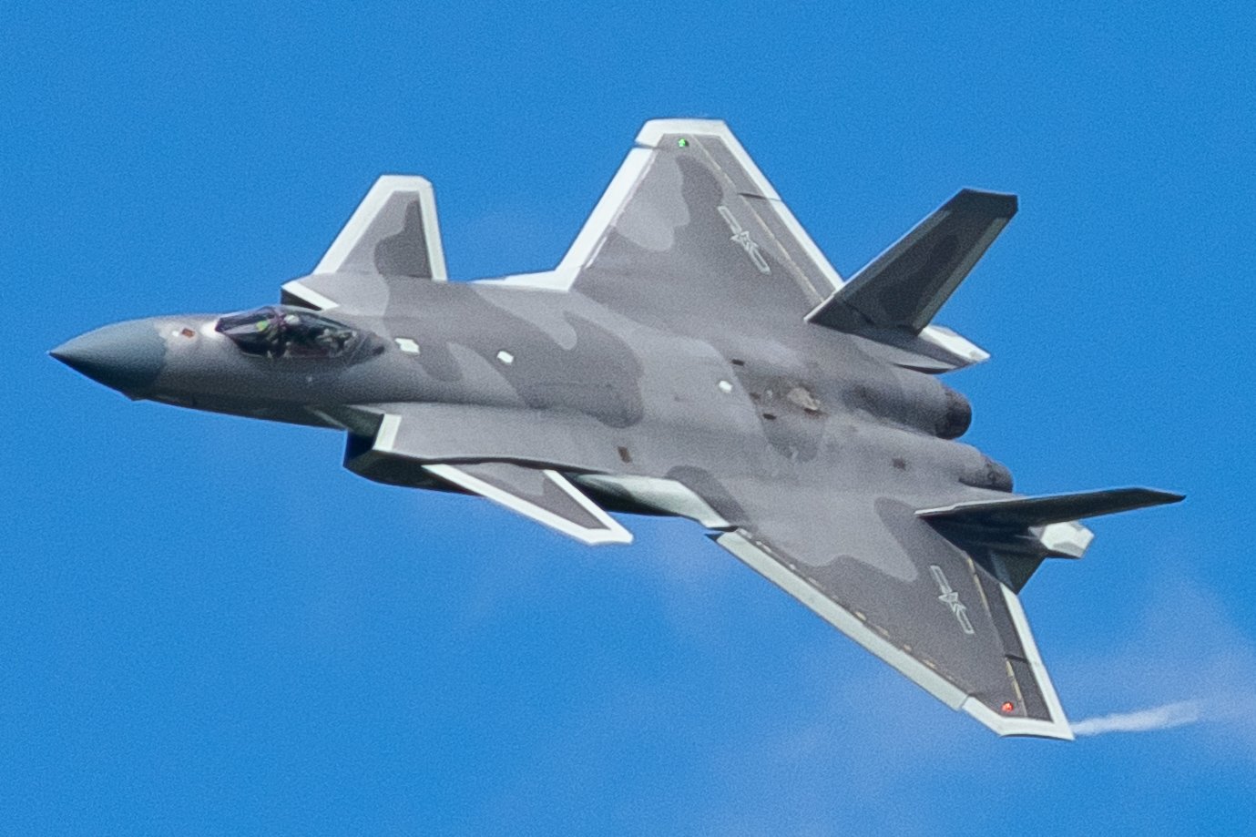 A CGI rendering of the J-20 — China's premier aircraft — is front and center in the movie's trailer. Photo courtesy of Wikimedia Commons.
