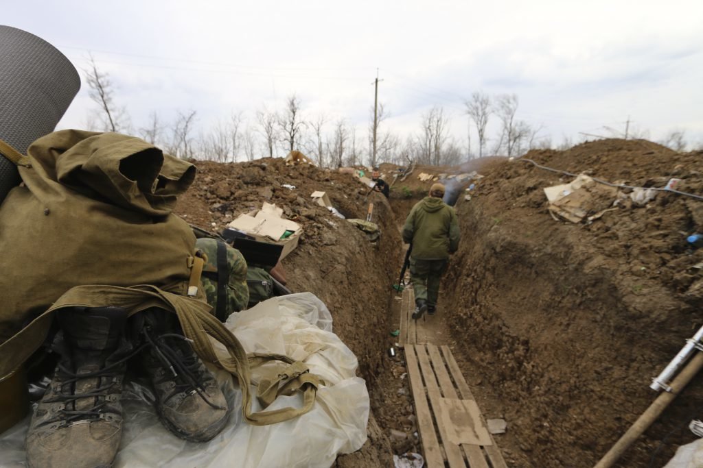 The front-line trenches in the town of Shyrokyne, just outside of Mariupol.